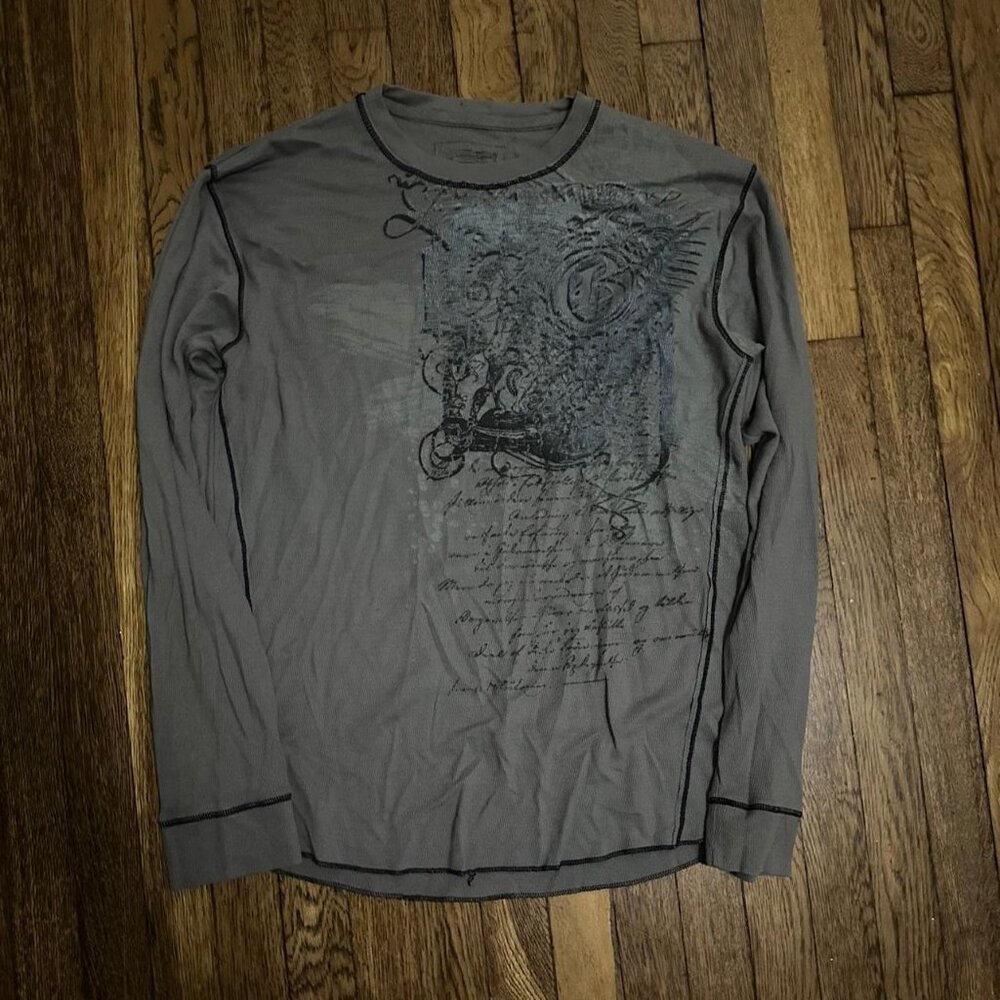Men's Grey and Blue Shirt